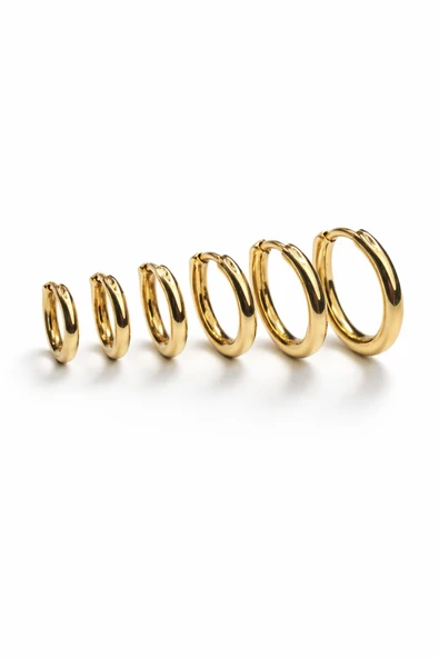 Gold 6'lı Çelik Küpe - Resim 2
