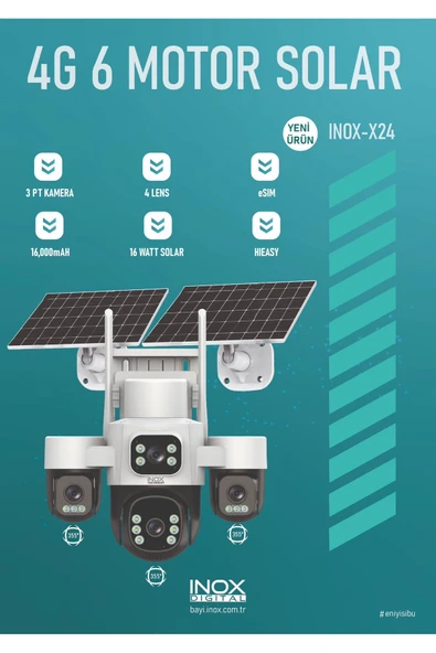 İNOX X24 3 MOTORLU 4 KAMERALI ESİM 4G SOLAR KAMERA ürün görseli 1