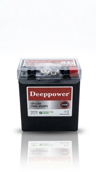 Deeppower 12V 5Amper 12N5L-BS Tam Bakımsız Kuru/Jel Motor Aküsü ürün görseli 1