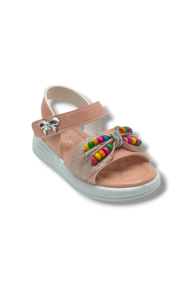 Butiqe 1810-26 Simli Renkli Boncuk Taşli Anatomik Kız Çocuk Sandalet 26-30 ürün görseli 1