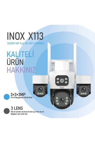 X113 3+3+3MP 3 LENSLİ WİFİ PTZ KAMERA ürün görseli 1