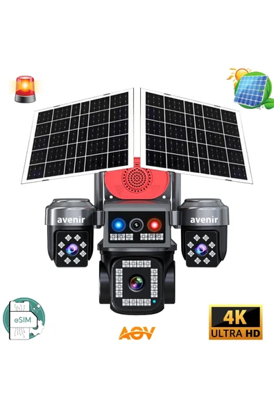 AV-S445 AOV 4 Kameralı E SİM Güneş Enerjili Sim Kartlı 4G Kamera ürün görseli 1
