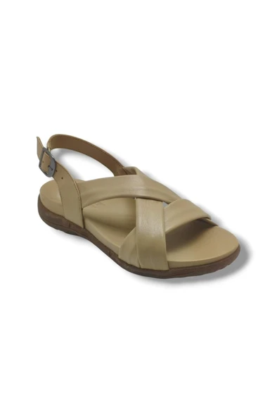Ellanor S-687-26 Hakiki Deri Çapraz Bant Anatomik Taban Kadın Sandalet ürün görseli 1