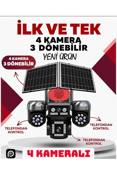 S446 3mp+3mp+3mp+3mp 12mp Aov Esim 4g Solar 4 Kameralı 3 Lens Ptz Akıllı Kamera ürün görseli 1