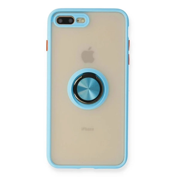 Apple İphone 7 Plus Kılıf Montreal Yüzüklü Silikon Kapak - Buz Mavi ürün görseli 1