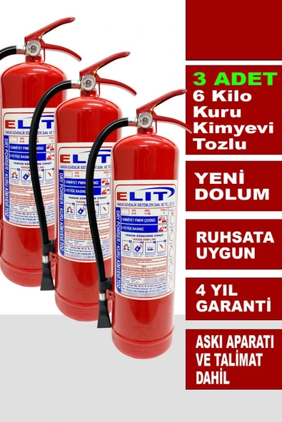 6 Kg Tozlu Yangın Söndürme Tüpü Askı Aparatı + Talimat Dahil Ruhsata Uygun 3'lü Paket ürün görseli 1