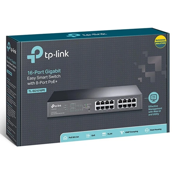 TP-Link TL-SG1016PE 16 PORT 10/100/1000 RACK +8POE Switch ürün görseli 1