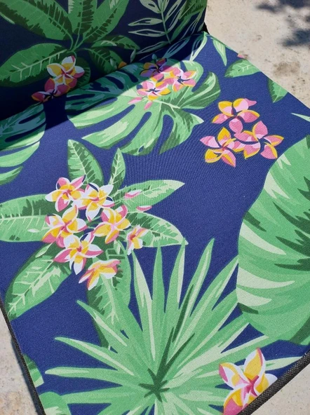 1 Adet Rattan Arkalıklı Sandalye Minderi (Kalınlık 4cm)-Tropikal Yeşil ürün görseli 1