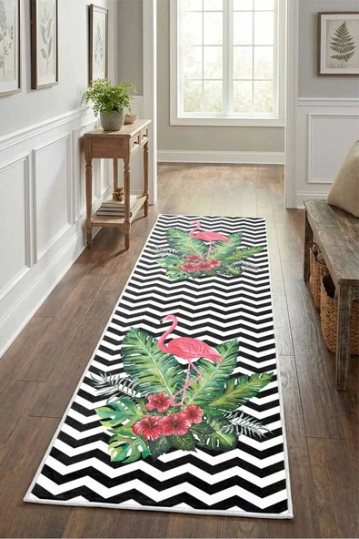 Zigzag Flamingo2 Göbek Yıkanabilir Yolluk ürün görseli 1