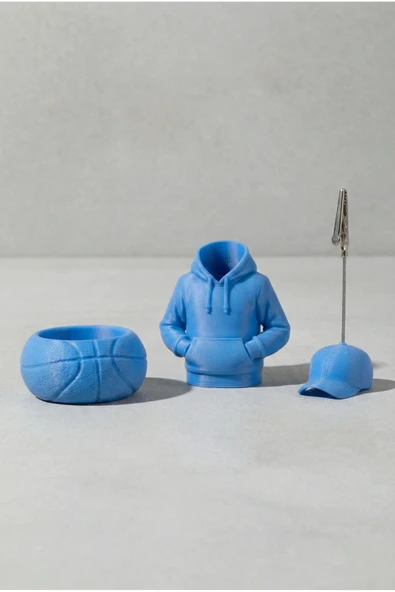 Noker Spor & Hoodie Temalı Masaüstü Kalemlik Seti Not Tutuculu Mavi ürün görseli 1