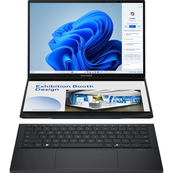Zenbook Duo UX8406CA-PZ208W Intel Core Ultra 9 285H 32GB 2TB SSD Windows 11 Home 14" OLED Taşınabilir Bilgisayar ürün görseli 1