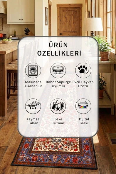 A 16 Siyah Yıkanabilir Mutfak Halısı - Resim 2