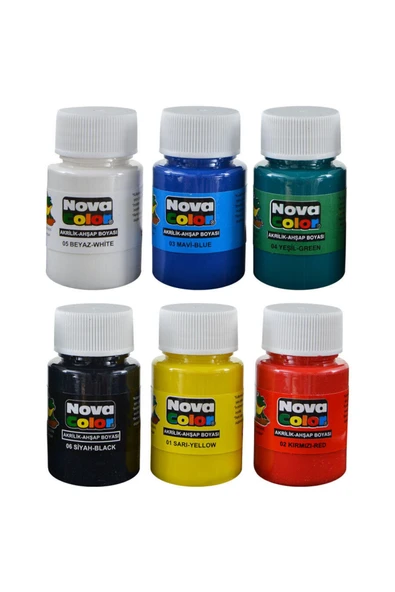 Nova Color 6 Renk Akrilik Boya Şişe Nc180 ürün görseli 1