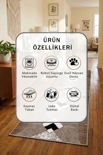 Repato Kahve Yıkanabilir Yolluk - Resim 2