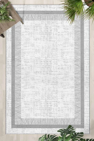 Gri Yıkanabilir Kaymaz Taban Dijital Baskılı Halı (1520) ürün görseli 1