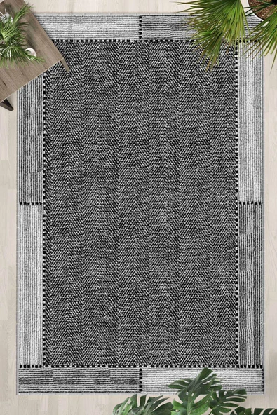 Gri Yıkanabilir Kaymaz Taban Dijital Baskılı Halı (1501) ürün görseli 1