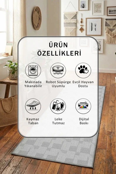 Gri Yıkanabilir Yolluk - Resim 2