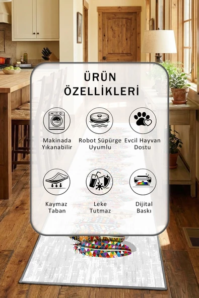 Doruk Gri Yıkanabilir Mutfak Halısı - Resim 2