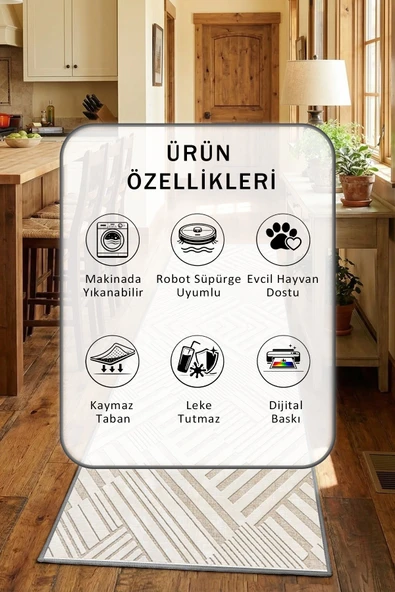 Gri Yıkanabilir Mutfak Halısı - Resim 2