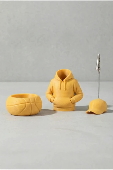 Noker Spor & Hoodie Temalı Masaüstü Kalemlik Seti Not Tutuculu Sarı ürün görseli 1