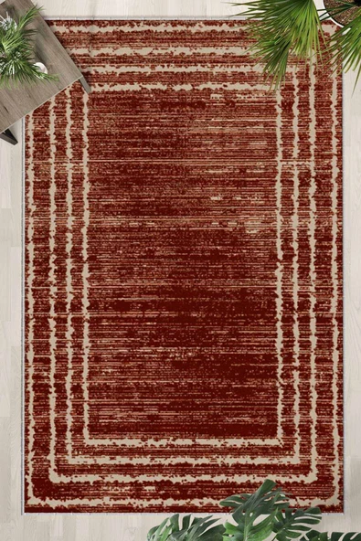 Bordo Yıkanabilir Kaymaz Taban Dijital Baskılı Halı (1486) ürün görseli 1