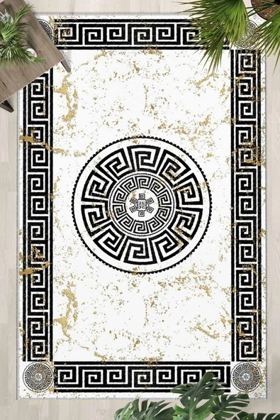Siyah Yıkanabilir Kaymaz Taban Dijital Baskılı Halı (1499) ürün görseli 1