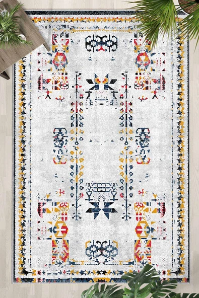 Gri Yıkanabilir Kaymaz Taban Dijital Baskılı Halı (1081) ürün görseli 1