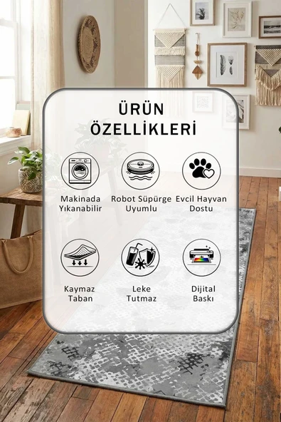 Gri Yıkanabilir Yolluk - Resim 2