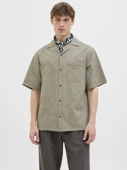 JACK JONES Erkek Kısa Kollu Pamuklu Vizkon Gömelk 12278763 ürün görseli 1