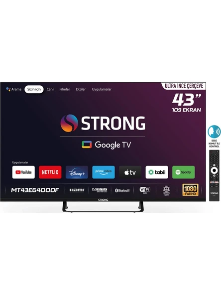 Strong MT43EG4000F 43’’ 109CM Ekran Full HD Smart TV Google TV Ultra İnce Çerçeve ürün görseli 1