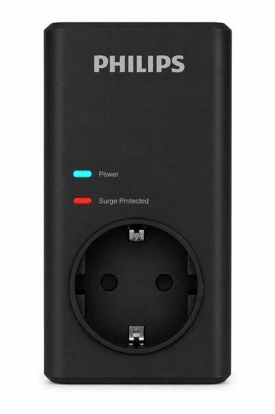 Philips CHP7010B/10 1140 Joule Tekli Akım Korumalı Priz, Siyah ürün görseli 1