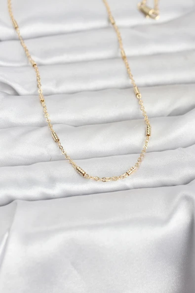 CM 14K Gold Renk Bar Zincir Model 60 cm Kadın Kolye ürün görseli 1