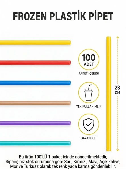 100'lü Frozen Plastik Düz Pipet ürün görseli 1