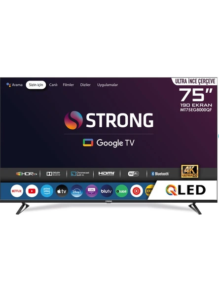 Strong MT75EG8000QF 75" 190 Ekran 4K Ultra HD Dahili Uydu Alıcılı QLED Google TV ürün görseli 1