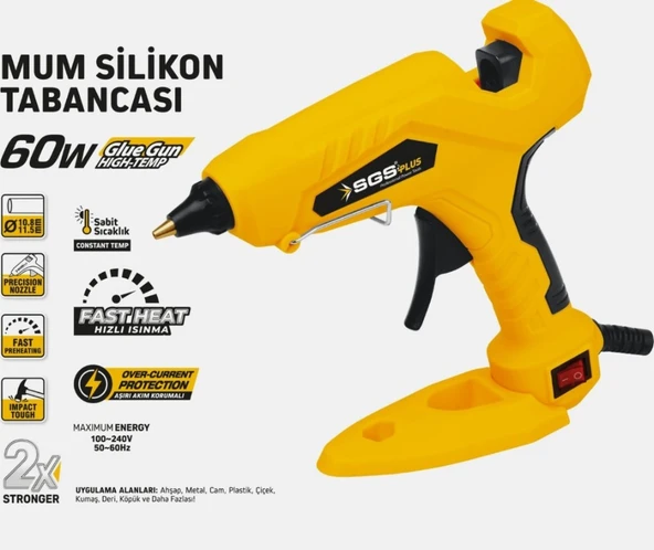 SGS5291 Kalın 10.8 - 11.5mm Elektirikli Mum Silikon Tabancası 60 Watt ürün görseli 1