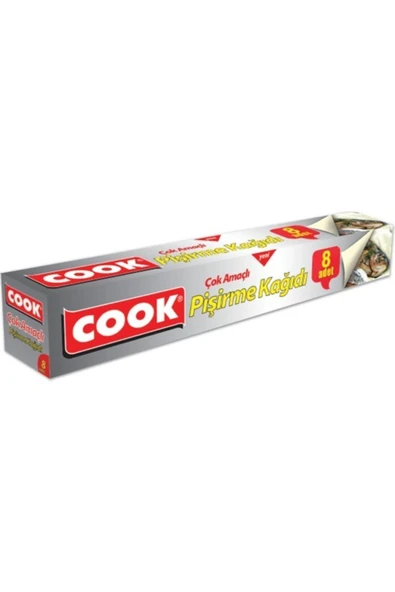 COOK Alüminyum Folyolu Kesilmiş Çok Amaçlı Pişirme Kağıdı 30 cm - 8'li ürün görseli 1