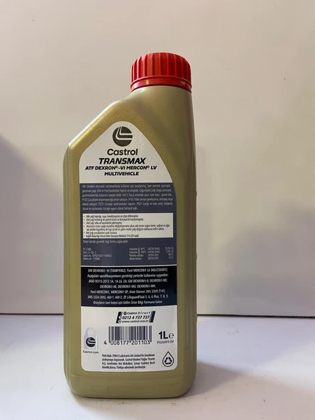 CASTROL C TRANSMAX ATF DVIMLV MULTI 1L TR00 - Resim 2