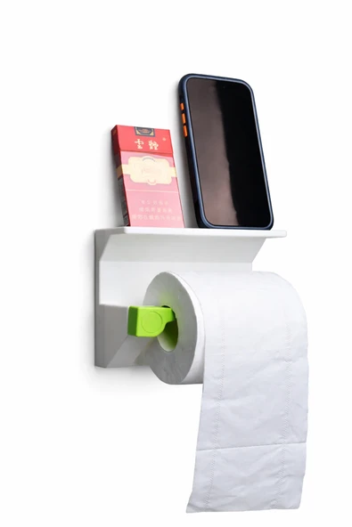 Raflı Duvara Monte Tuvalet Kağıdı Askılığı | Telefon & Yedek Rulo Koyma Alanlı Modern Banyo Aparatı ürün görseli 1