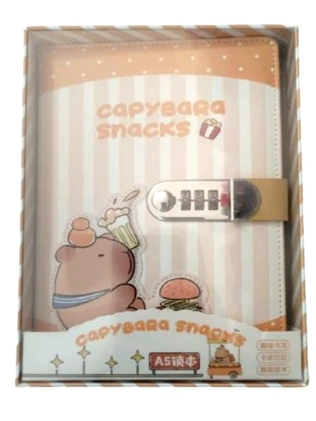 Capybara Snacks Şifreli Kilitli Defter A5 14X20,5 ürün görseli 1
