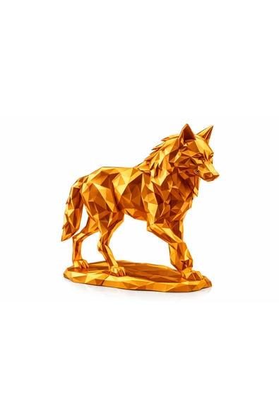 Parlak Bronz Low Poly Kurt Biblo | Geometrik Kurt Figürü | Modern Masaüstü Dekor ürün görseli 1