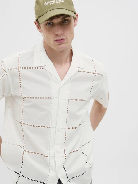 JACK JONES Erkek Kısa Kollu Desenli Gömlek 12285419 ürün görseli 1