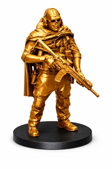 Call of Duty Ghost Parlak Bronz Figür | 3D Baskı Dekoratif Oyun Karakteri | Koleksiyon & Masaüstü ürün görseli 1