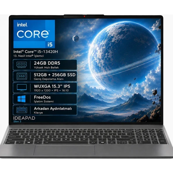 IP3 83K100Q0TR-07 i5-13420H 24GB DDR5 512GB+256GB SSD WUXGA 15.3" IPS FreeDos ürün görseli 1