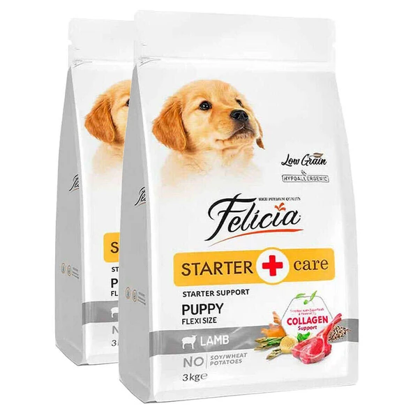 Felicia Hipoalerjenik Kuzulu Küçük ve Orta Irk Düşük Tahıllı Yavru Köpek Maması 3kg x 2 Adet ürün görseli 1