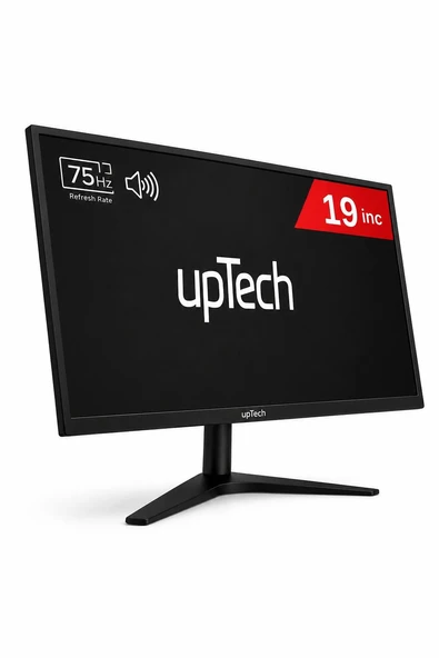 UPTECH 19" Geniş Ekran 75 Hz 5ms DAHİLİ HOPARLÖR (VGA,HDMI,SES) Sesli Led Monitör ürün görseli 1