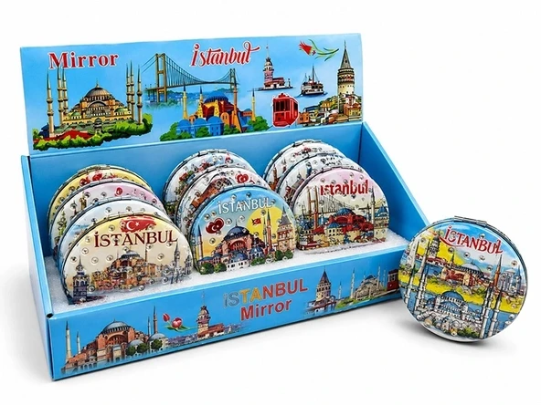 Taşlı İstanbul Temalı İnce El Aynası Alk5821 ürün görseli 1