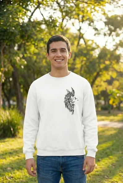 Sevgililer Günü Baskılı Oversize Bisiklet Yaka Sweatshirt - Beyaz ürün görseli 1