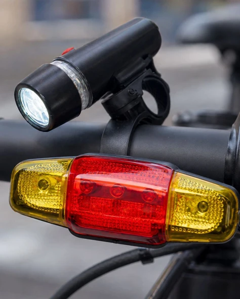 Bisiklet Emniyet Işığı Seti Güçlü LED Ön Far Arka Stop Lambası ürün görseli 1