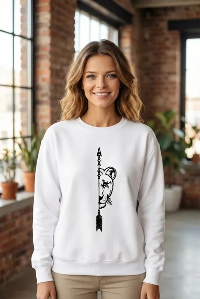 Sevgililer Günü Baskılı Oversize Bisiklet Yaka Sweatshirt - Beyaz ürün görseli 1