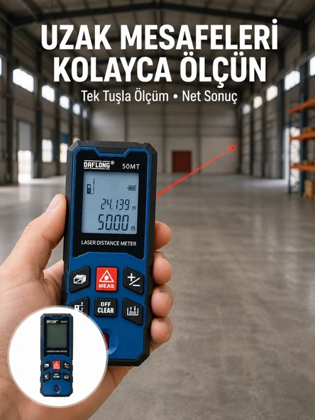 Profesyonel Lazer Metre Hassas Ölçüm ve Dijital Ekran ürün görseli 1